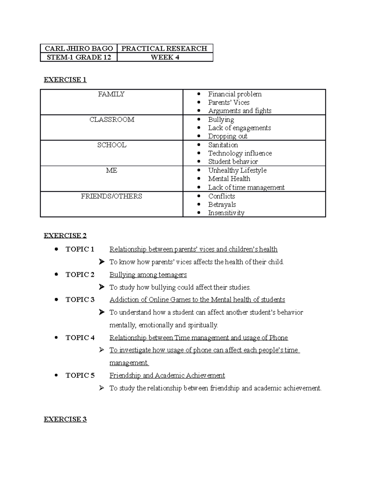 research project subject for grade 12