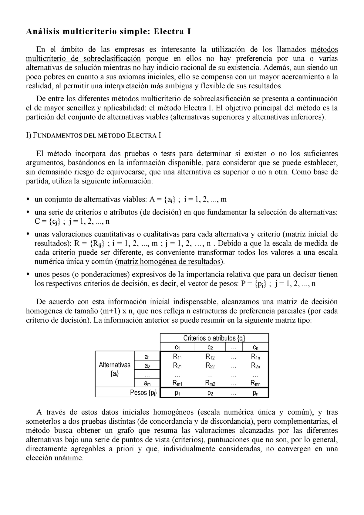 Explicacion Teorica Metodo Electra I 1 Studocu