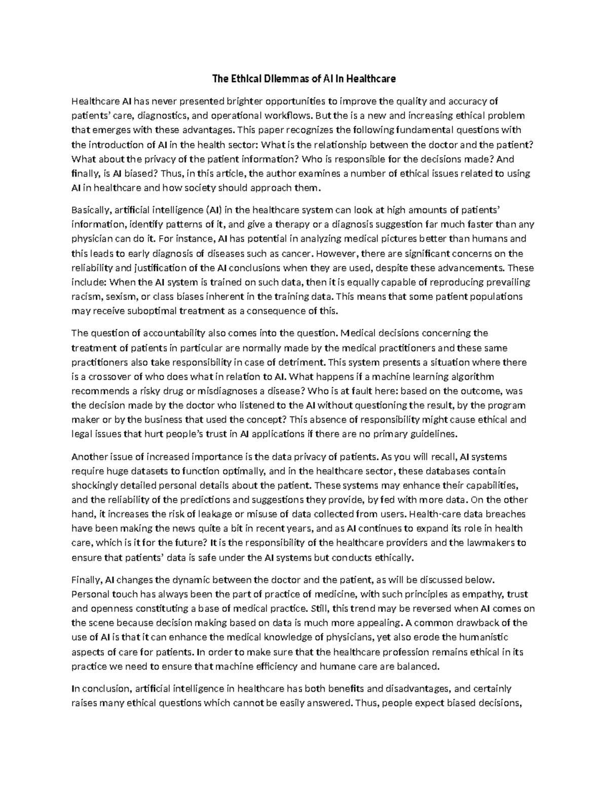 The Ethical Dilemmas Of Ai In Healthcare The Ethical Dilemmas Of Ai
