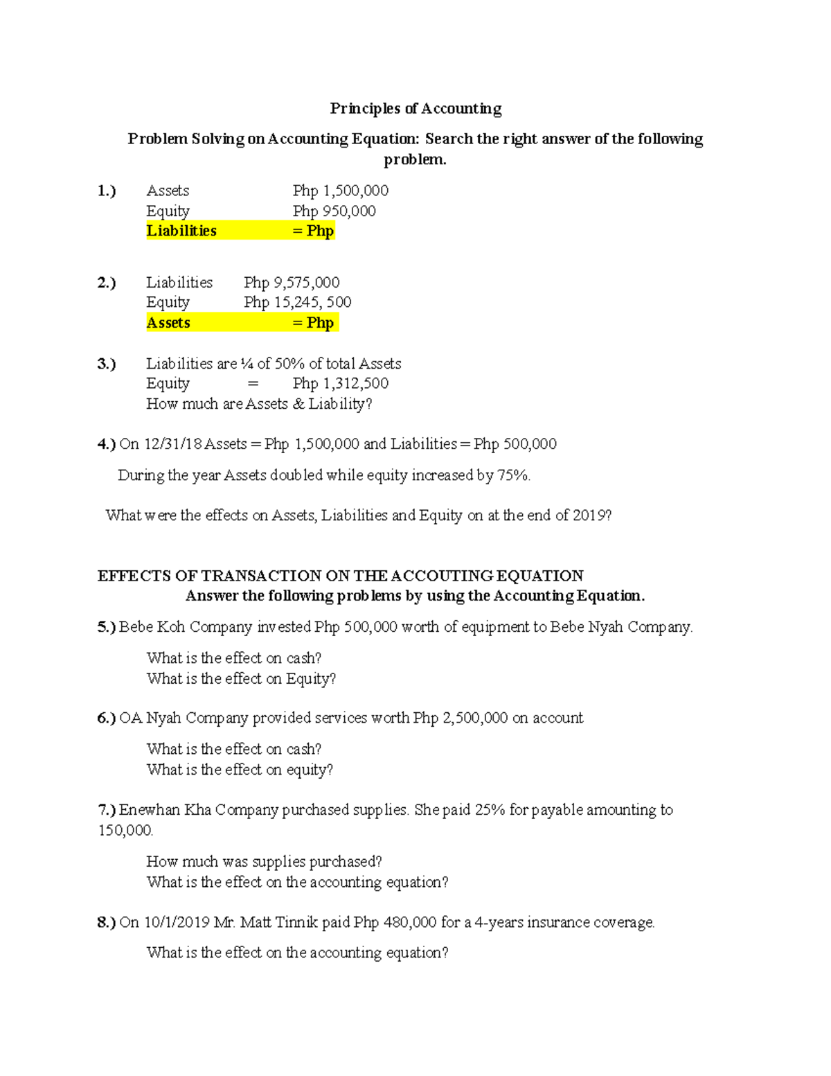 Accounting-Equation-Quiz - Principles Of Accounting Problem Solving On ...