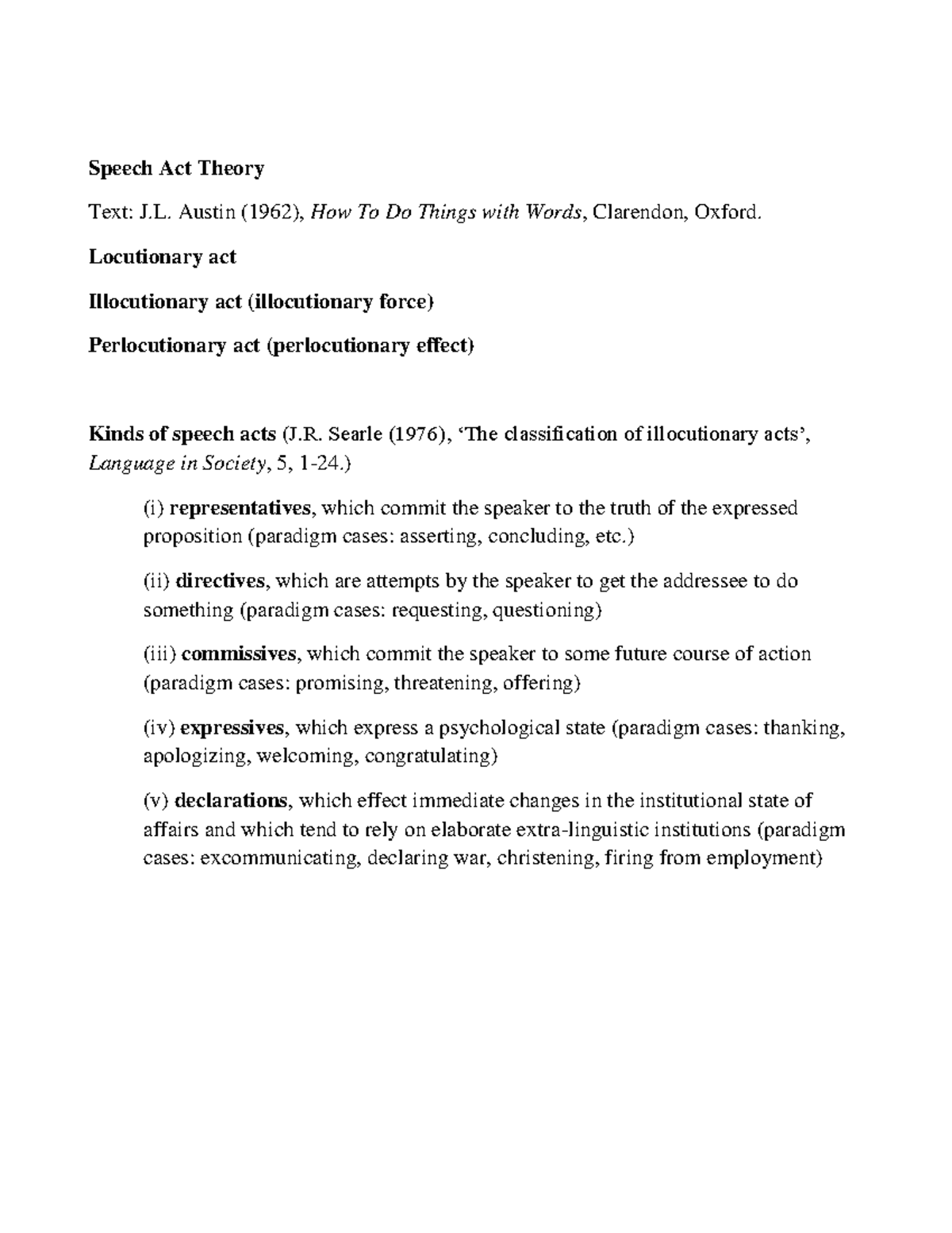 Schema teorie pragm conv - Speech Act Theory Text: J. Austin (1962 ...