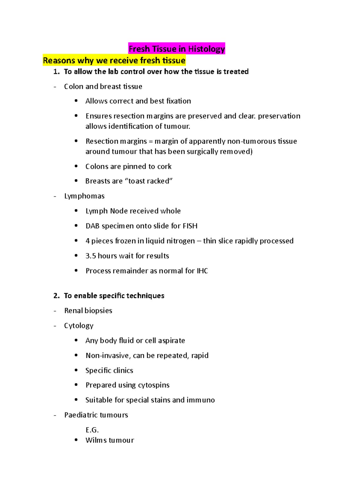 Fresh Tissue in Histology - Fresh Tissue in Histology Reasons why we ...