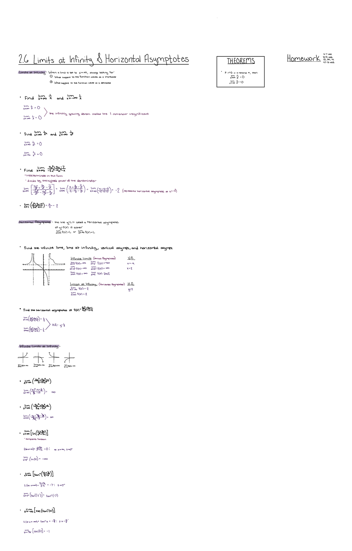 2-6 Limits at Infinity and Horizontal Asymptotes - 2. 6 Limits at ...