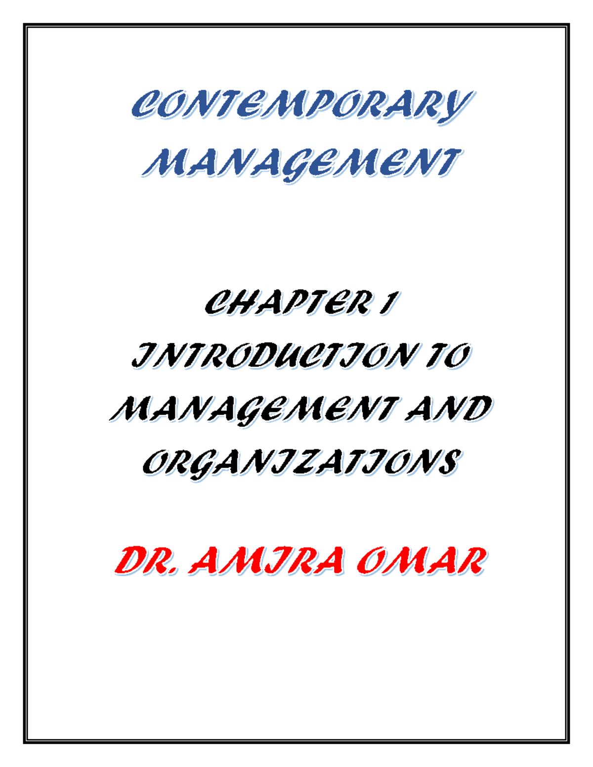 Capter 1 lecture notes II 2024 v2 - CONTEMPORARY INTRODUCTION TO ...