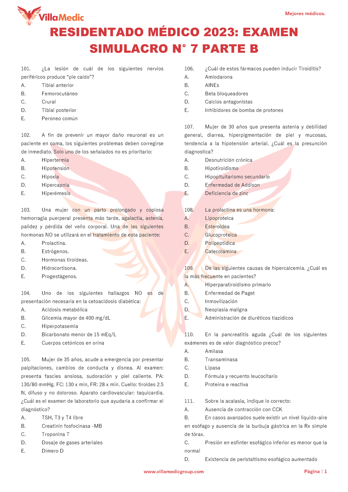 RM 2023 - Examen Simulacro 7 B - Villamedicgroup Página | 1 RESIDENTADO ...