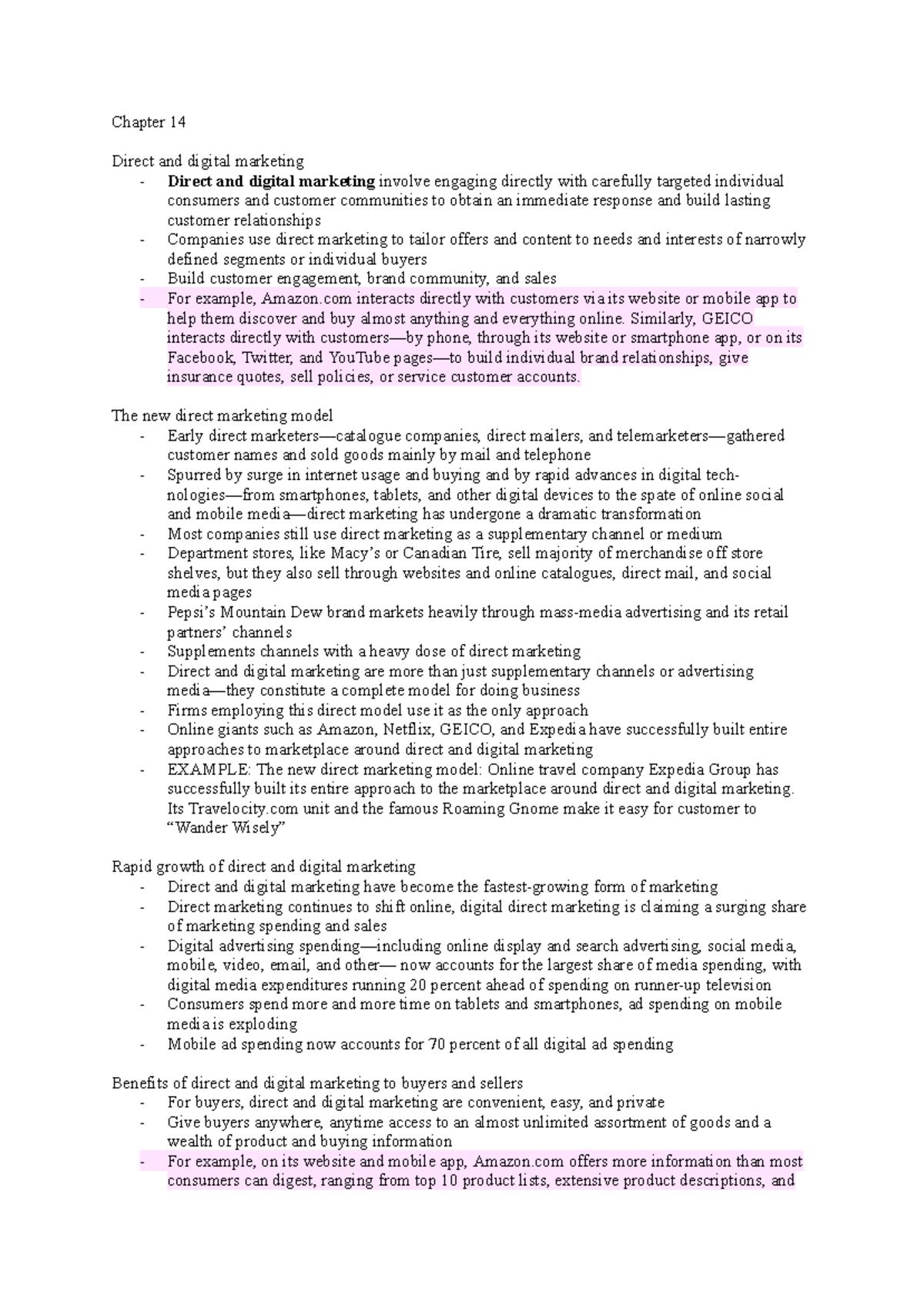 Chapter 14 Print - notes - Chapter 14 Direct and digital marketing ...