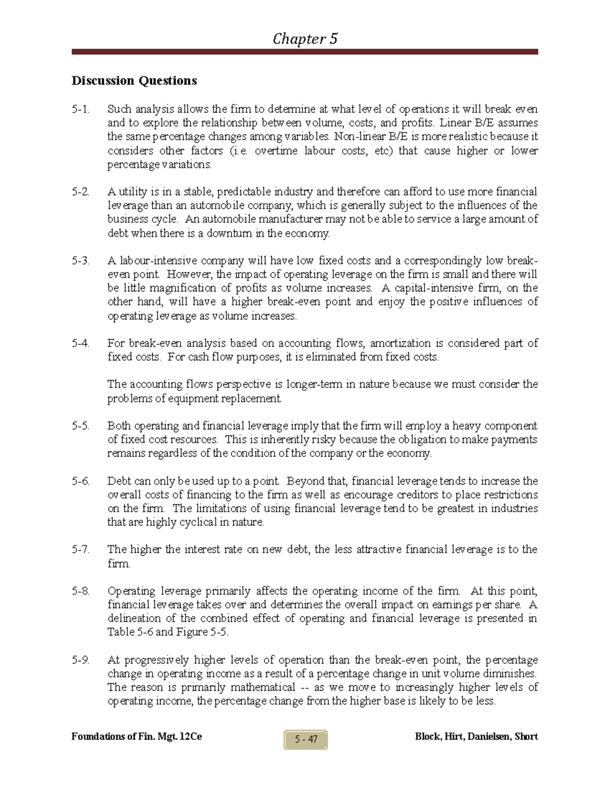 Block 12ce SM Ch 05 Final - Discussion Questions 5-1. Such analysis ...