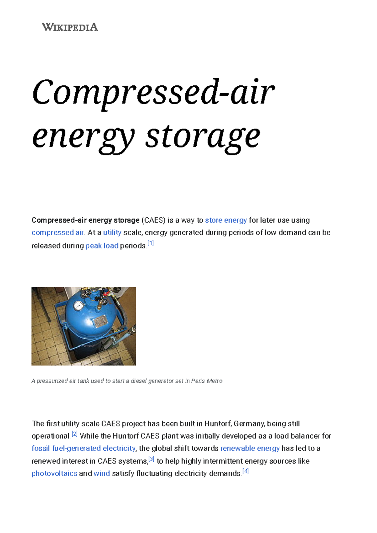 Compressedair energy storage Wikipedia Compressedair energy