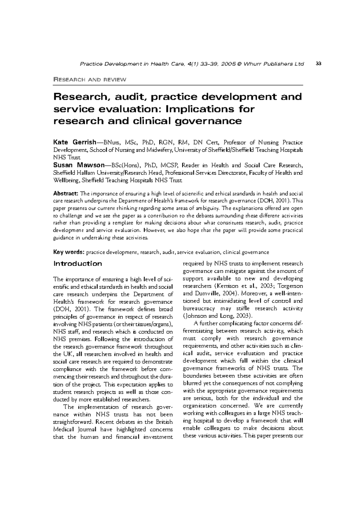 Research audit practice development and - Introduction The importance ...