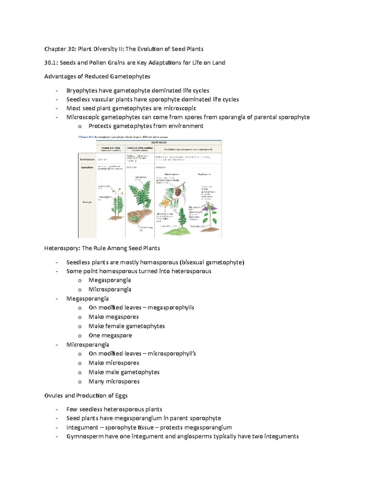 Chapter 30.1 Notes - Chapter 30: Plant Diversity II: The Evolution of ...