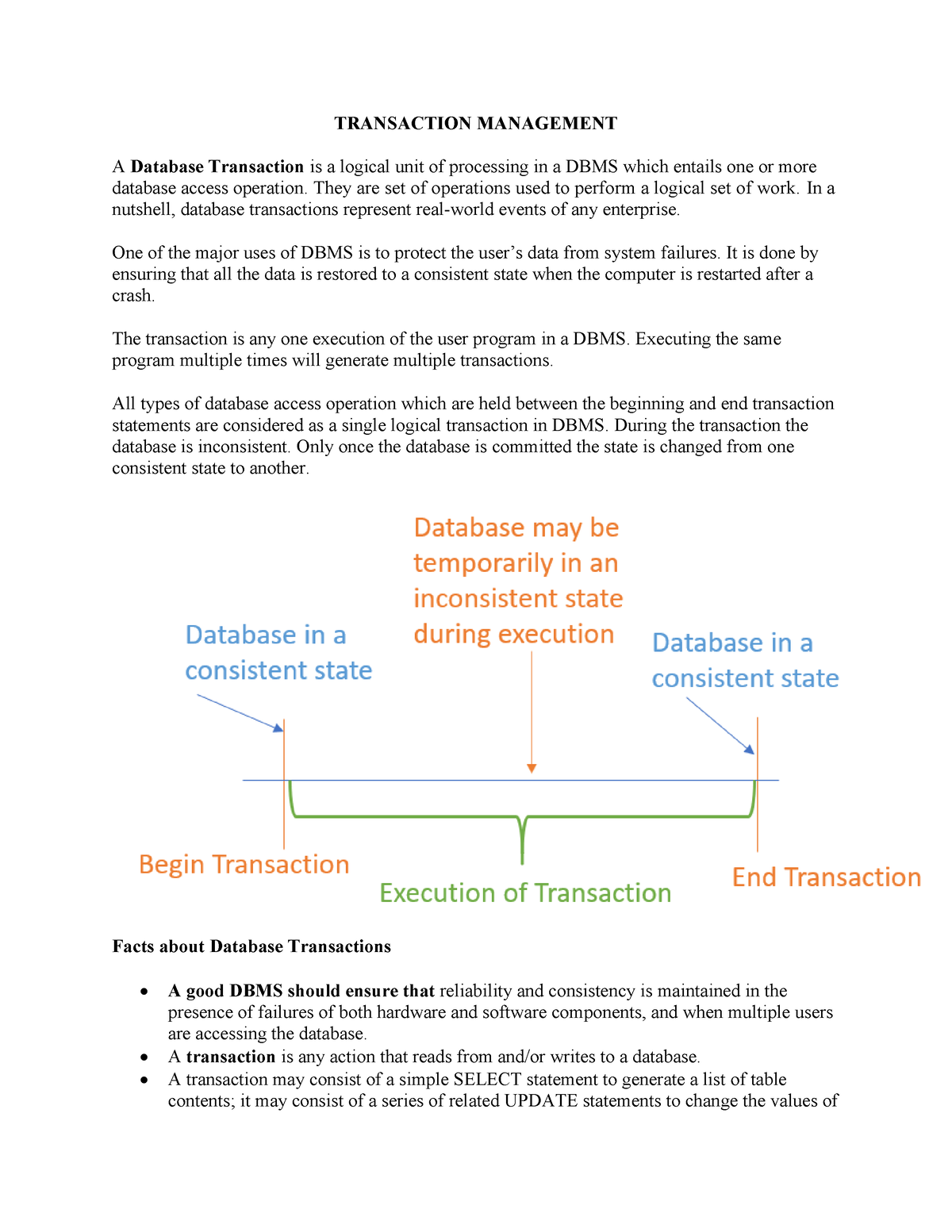 Topic Four -Transaction Management - TRANSACTION MANAGEMENT A Database ...