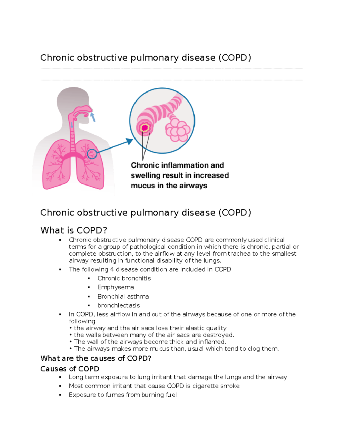 Chronic obstructive pulmonary disease (COPD) - The following 4 disease ...