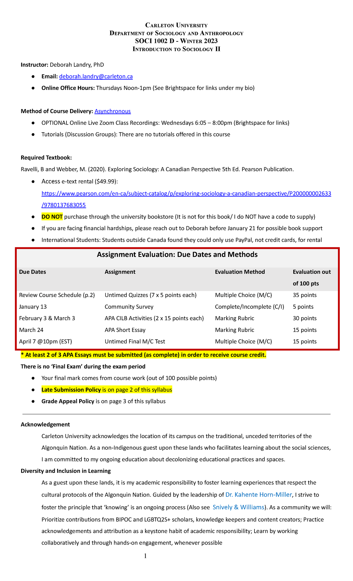 SOCI1002 Landry Course Outline - Winter 2023 - CARLETON UNIVERSITY ...