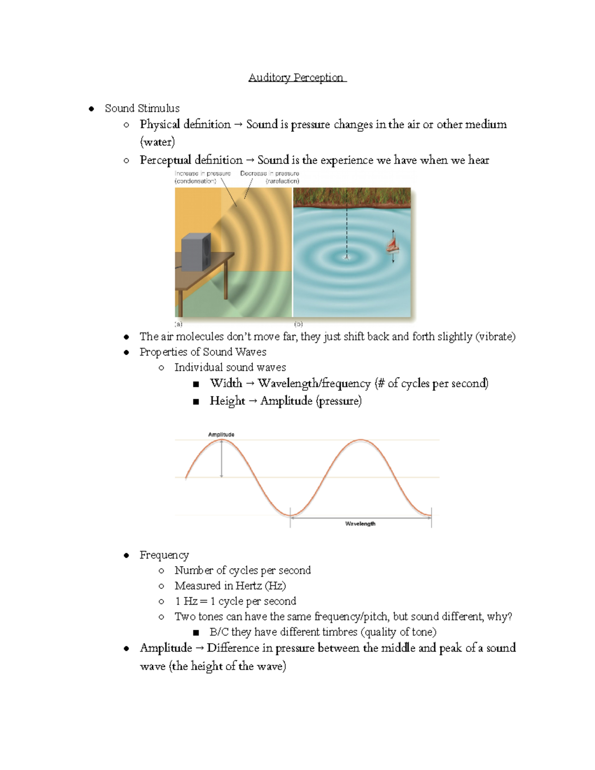 PSY 430 - Lecture #10 - Professor Cashiamanni - Auditory Perception ...