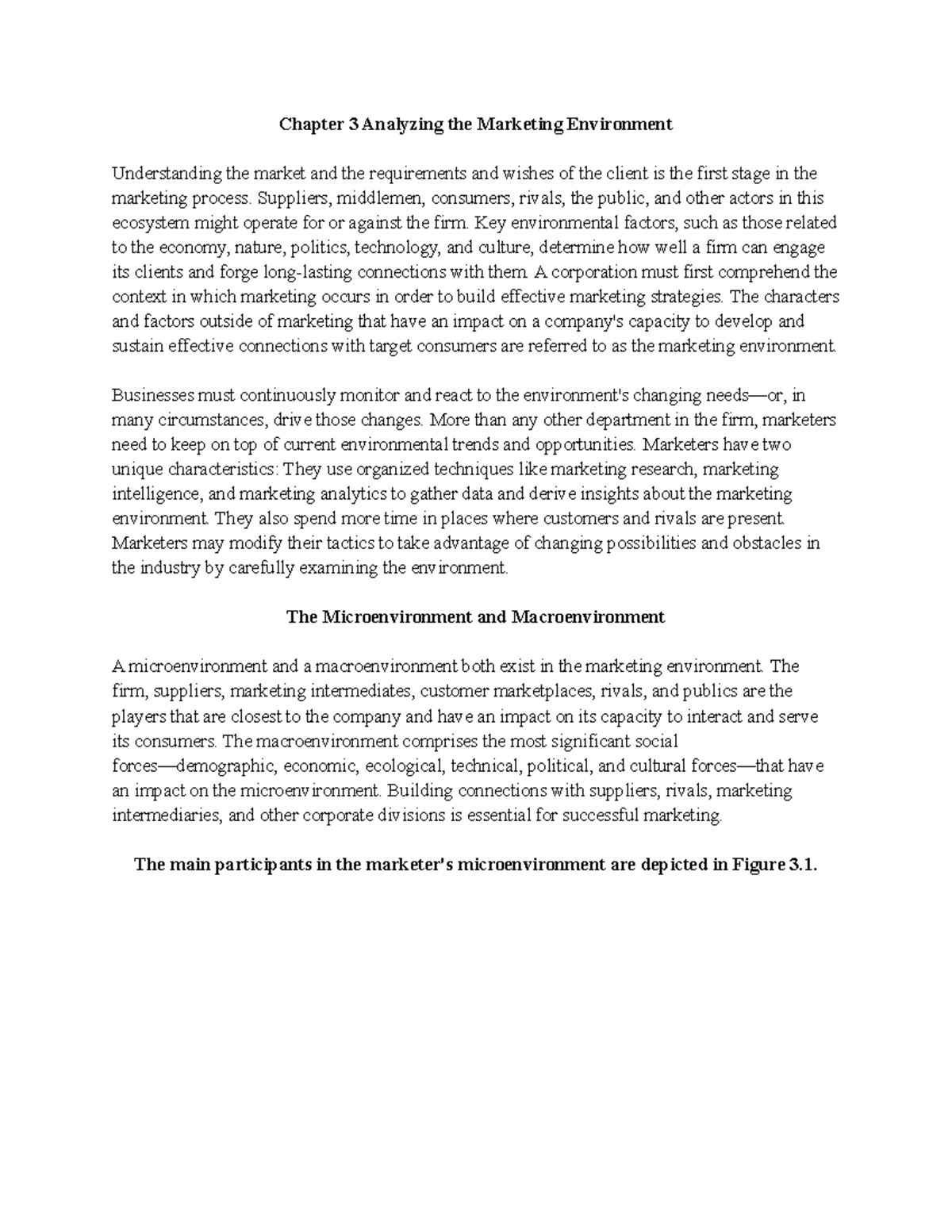 MKT 113 Chapter 3 Analyzing the Marketing Environment - Chapter 3 ...