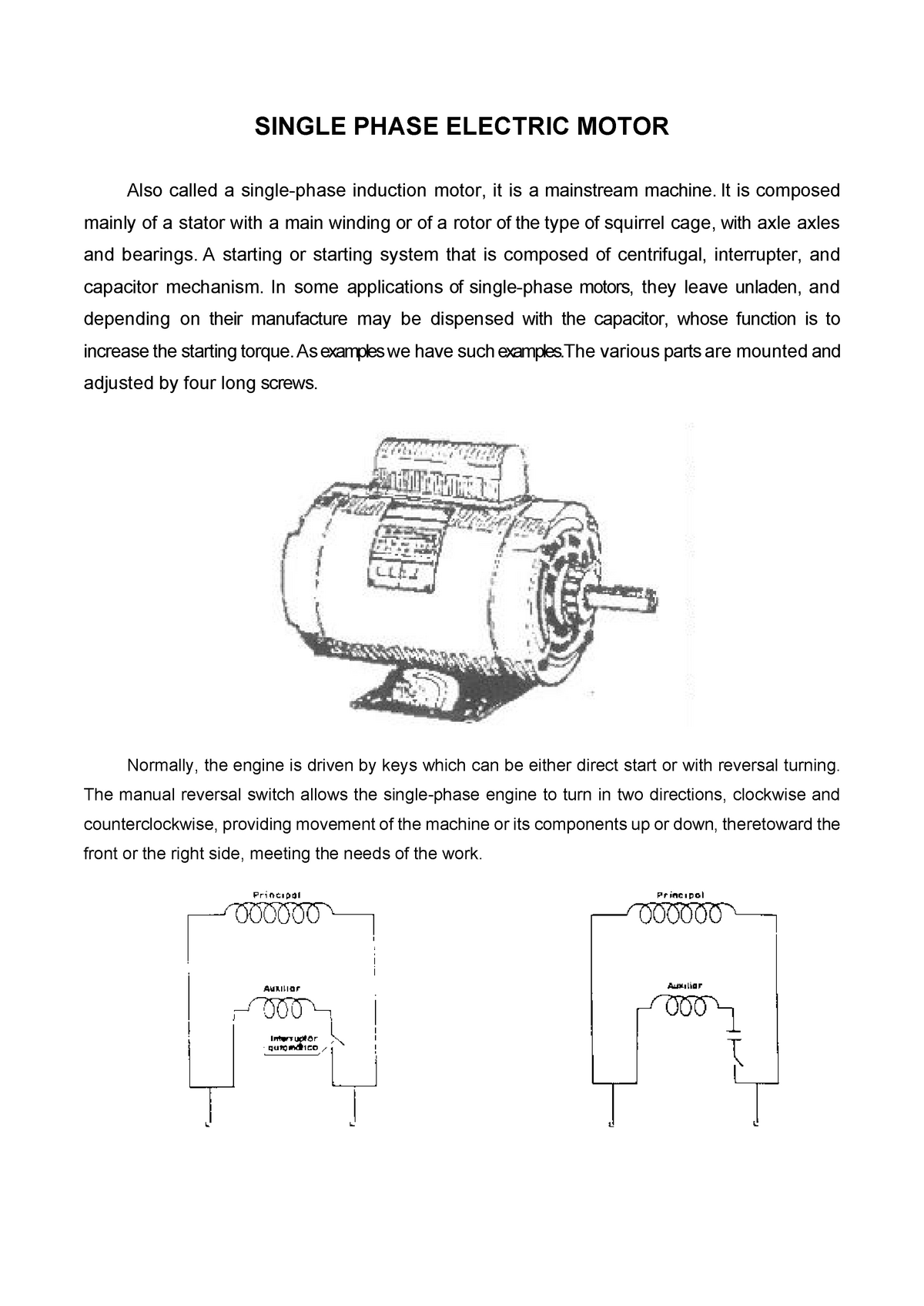 Single Phase Electric Motor Single Phase Electric Motor Also Called A Single Phase Induction