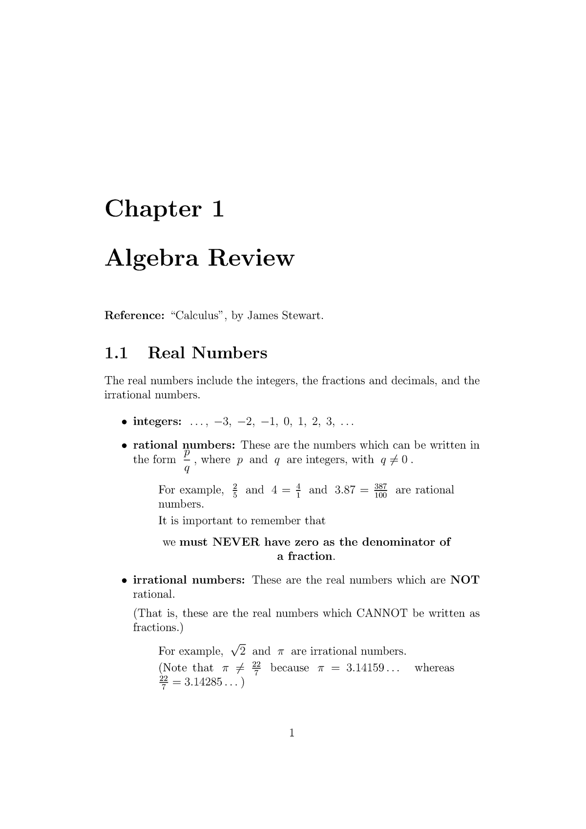 M1 Chapter 1 - Foundation Study - Maths 1 - Chapter 1 Algebra Review ...