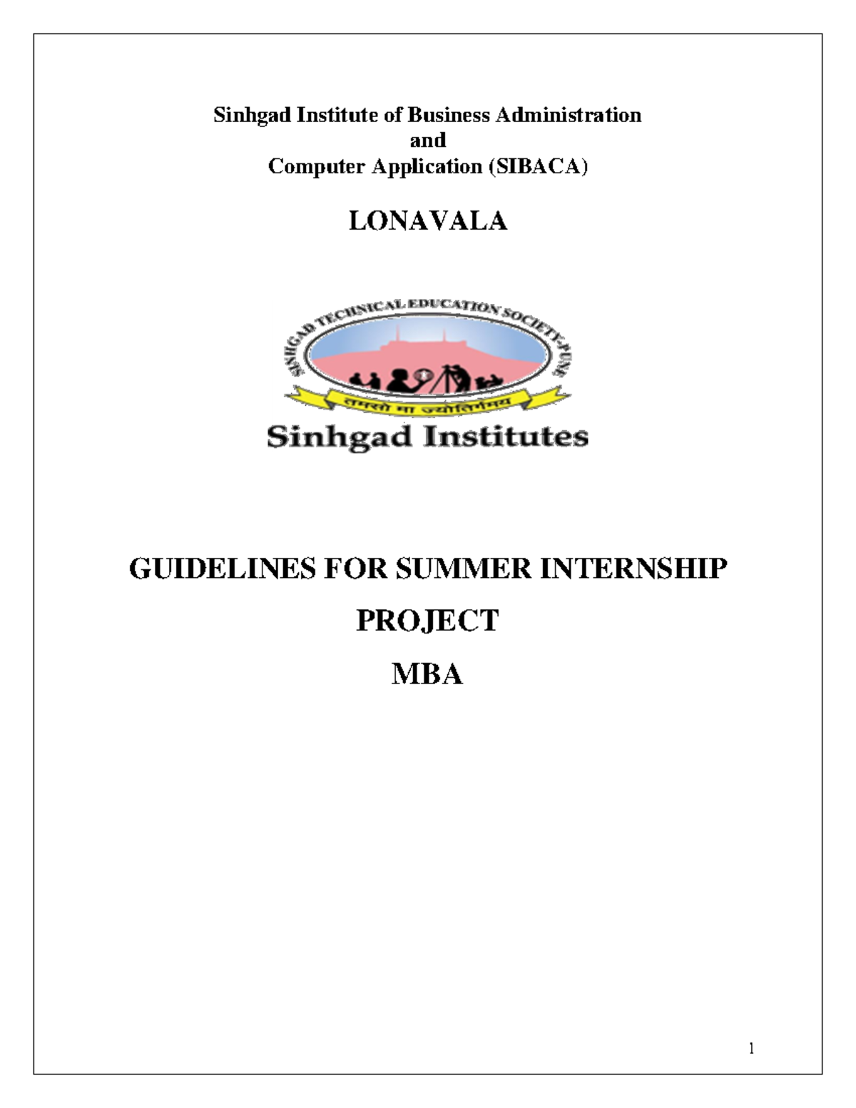SIP guidelines 2018 NEW - Sinhgad Institute of Business Administration ...
