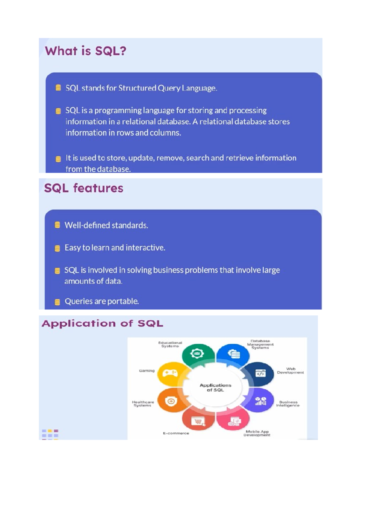 Sachin - SQL data introduction and quaries - What is SQL? SQL stands ...