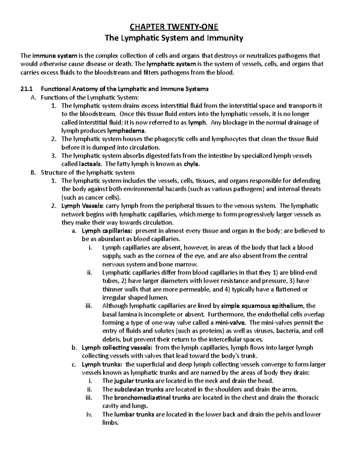 Chapter 21 Outline - Lab - CHAPTER TWENTY-ONE The Lymphatic System and ...