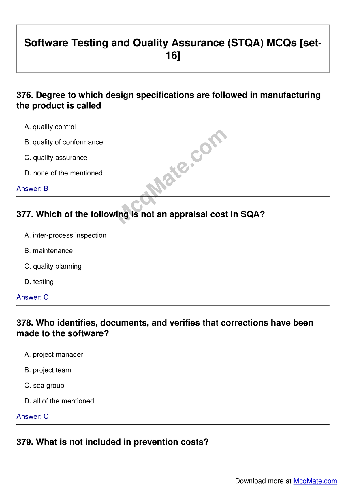 software quality assurance assignment questions