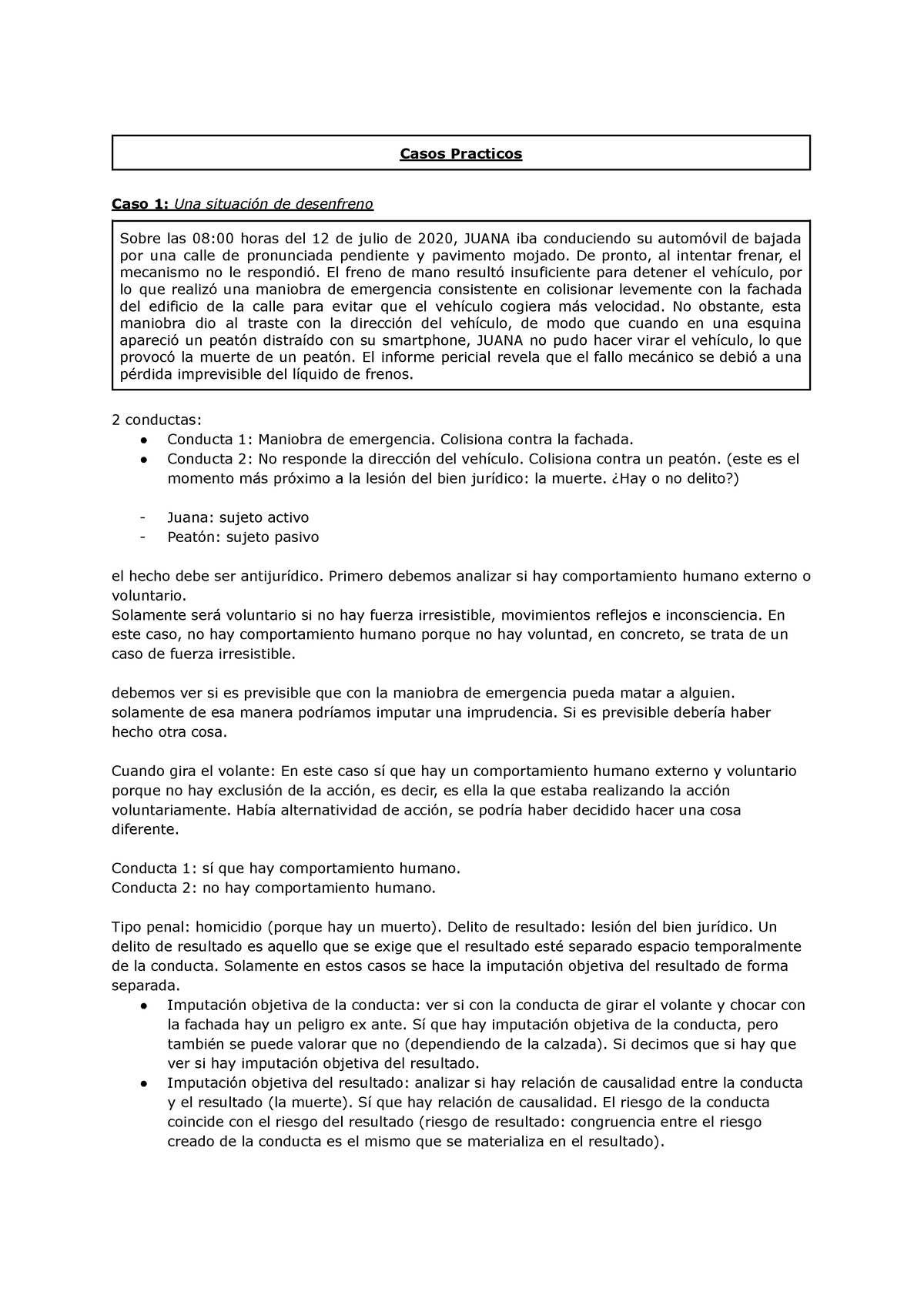 Casos Practicos Derecho Casos Practicos Caso 1 Una Situación De Desenfreno Sobre Las 0800 1112