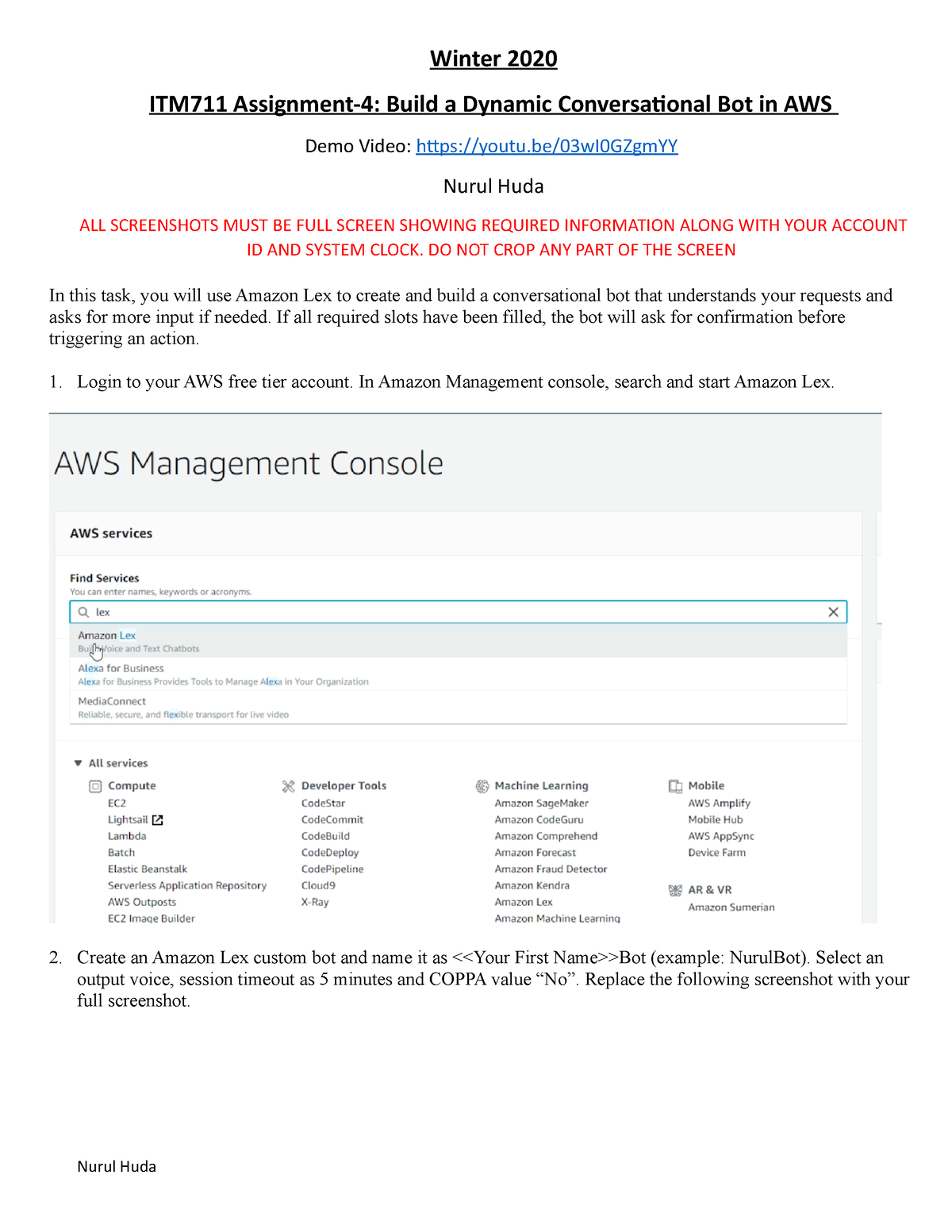 711(W2020)- Assignment 4 : Build A Dynamic Conversational Bot In AWS ...