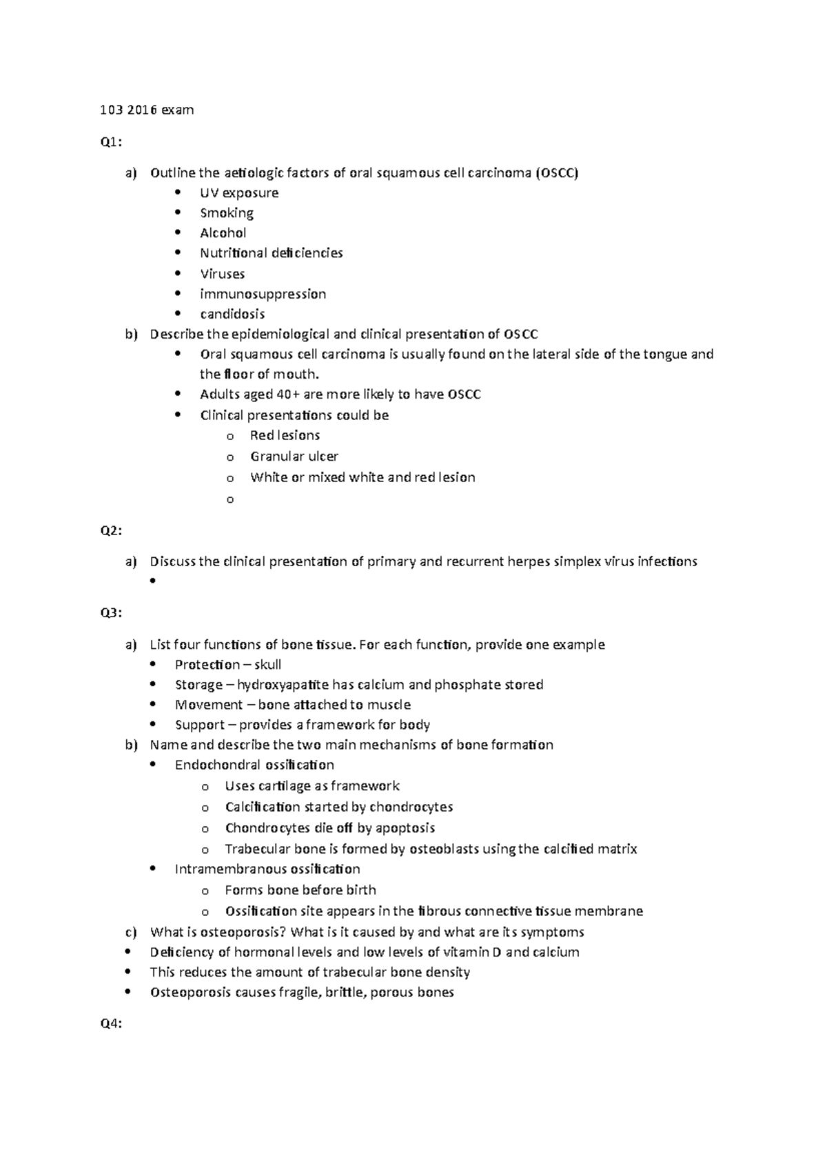 DTEC103 2016 exam stuff Oral Health Sciences for Dental Technology
