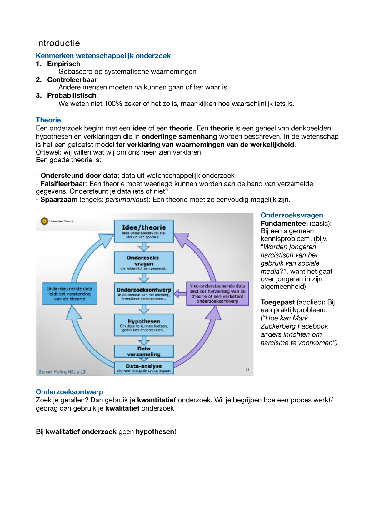 Samenvatting Kwalitatief - Introductie Kenmerken Wetenschappelijk ...