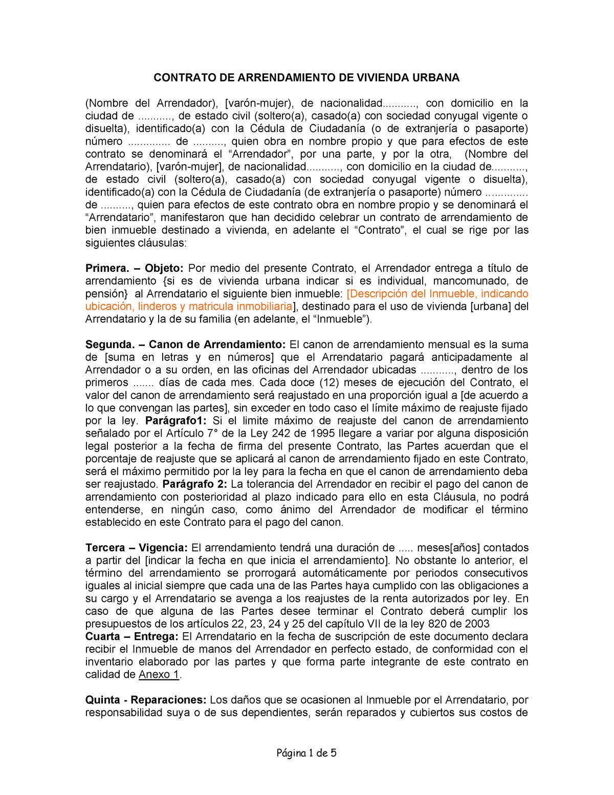 Contrato de arrendamiento de vivienda urbana v2 - CONTRATO DE ARRENDAMIENTO  DE VIVIENDA URBANA - Studocu