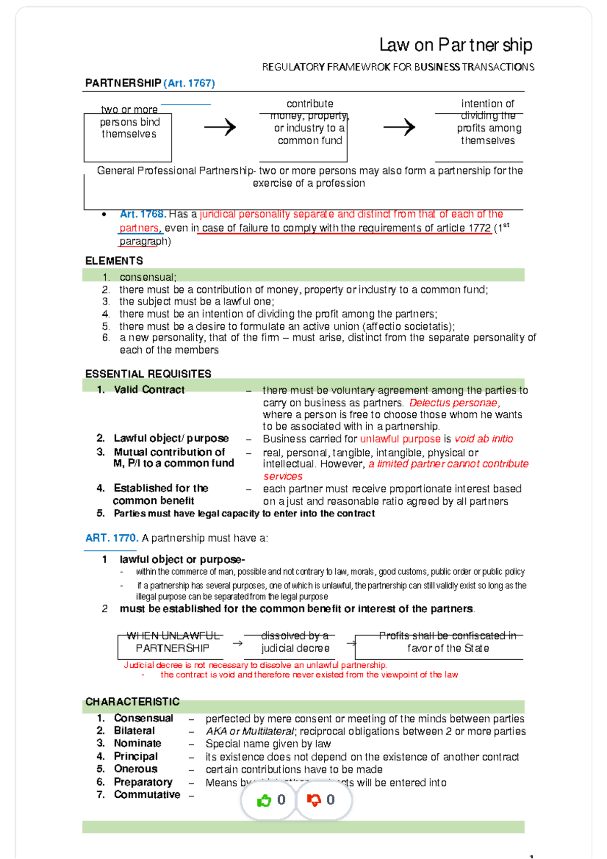 Rfbt-law-on-business-organizations-partnership-notes compress - Law on ...