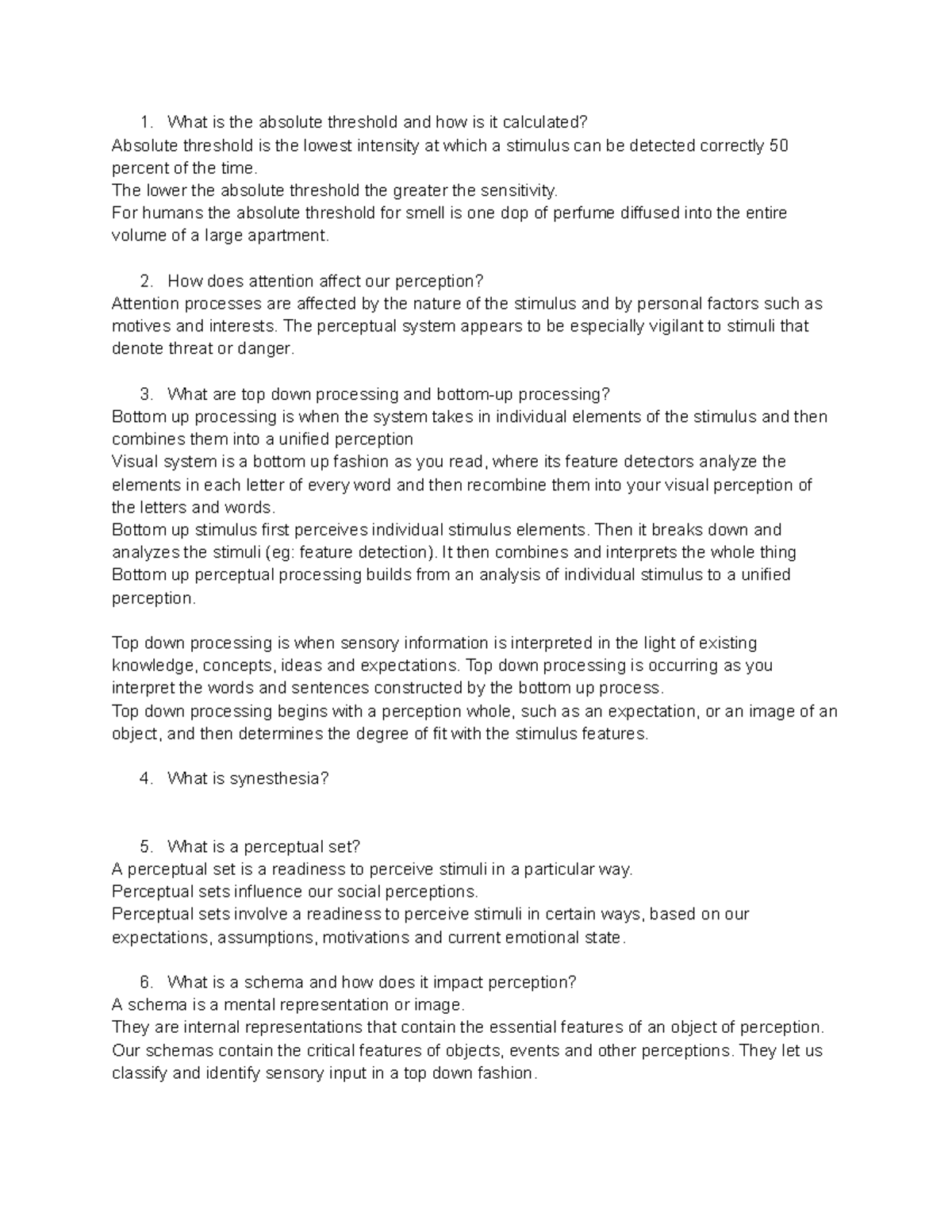 Chapter 5 tutorial notes continued - What is the absolute threshold and ...