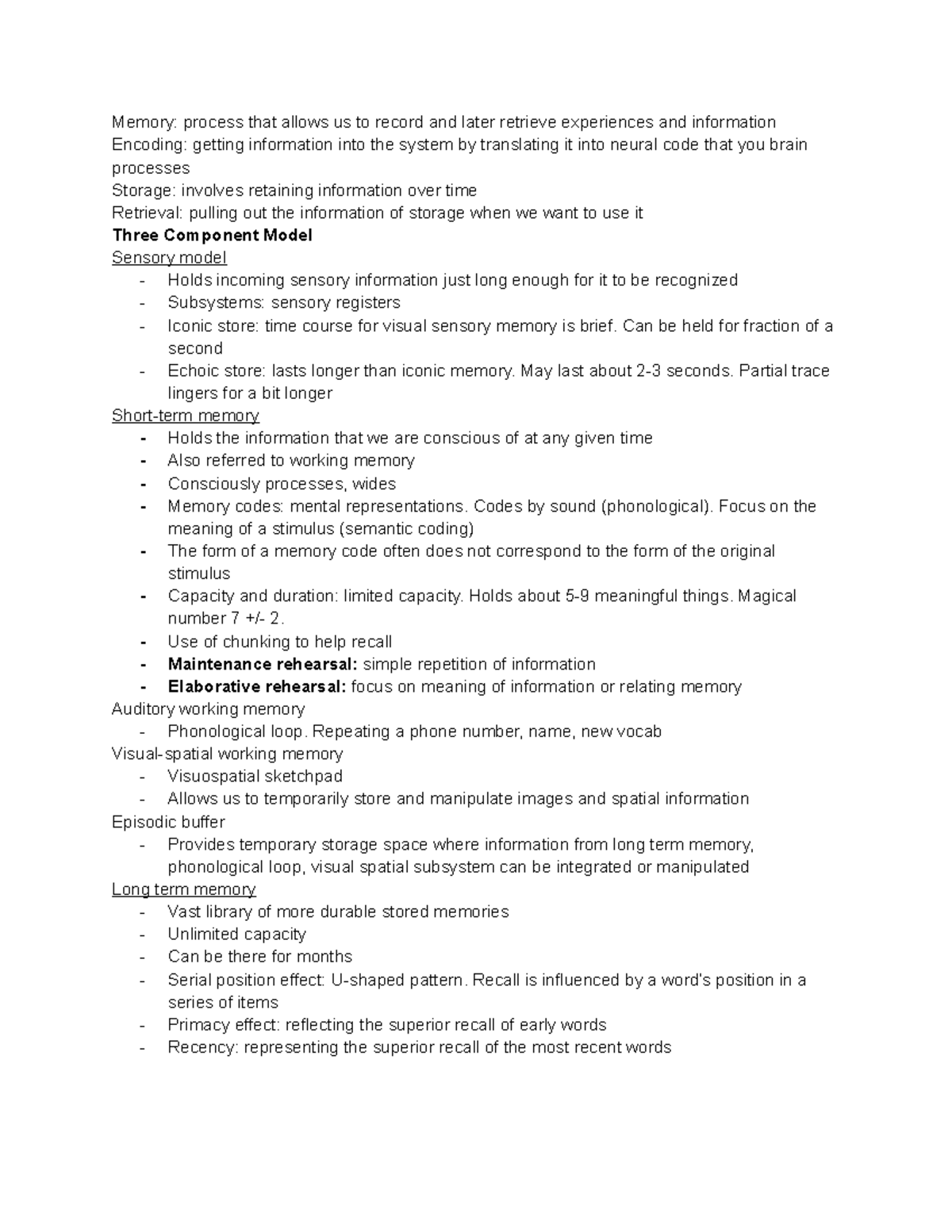 Chapter 8 memory - Full Summaries of the readings - Psychology ...