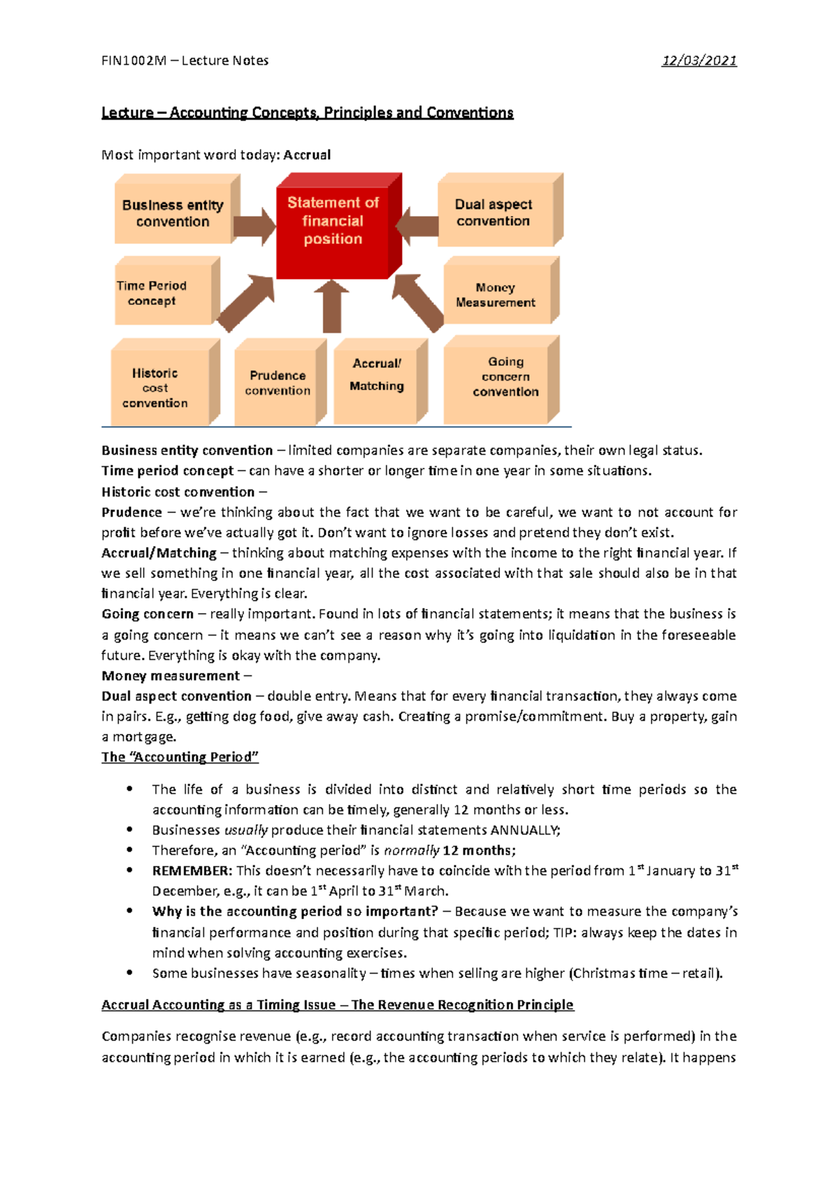Lecture - Accounting Concepts, Principles and Conventions - Time period ...