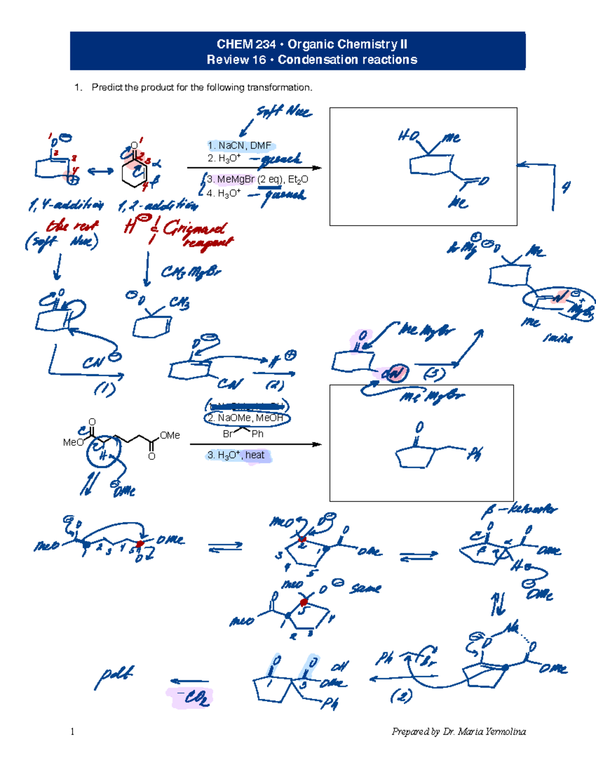 SP21 234 R16 Condensation rxn Key - CHEM 234 • Organic Chemistry II ...