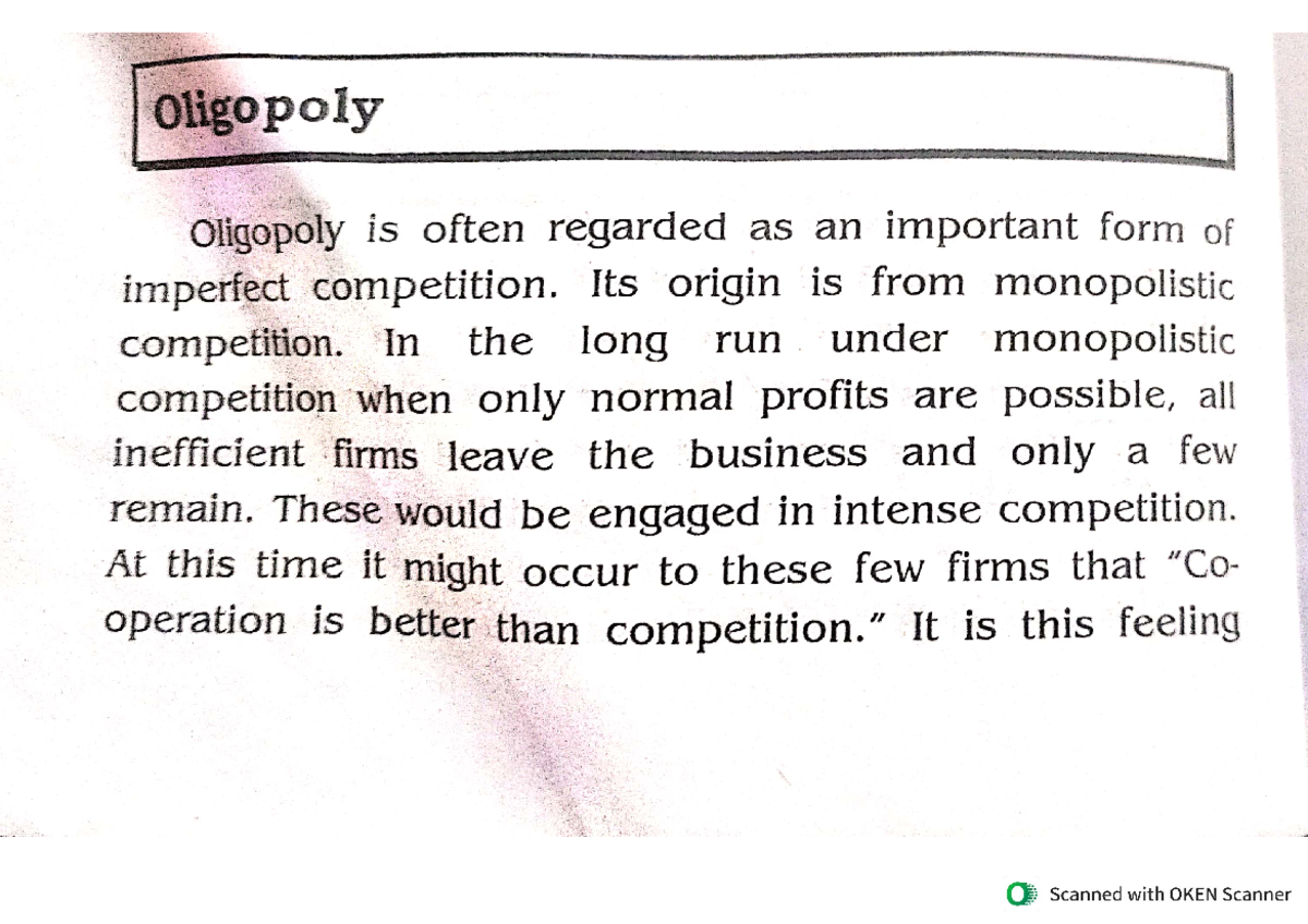 Oligopoly - Its study notes - B.A Economics - Studocu