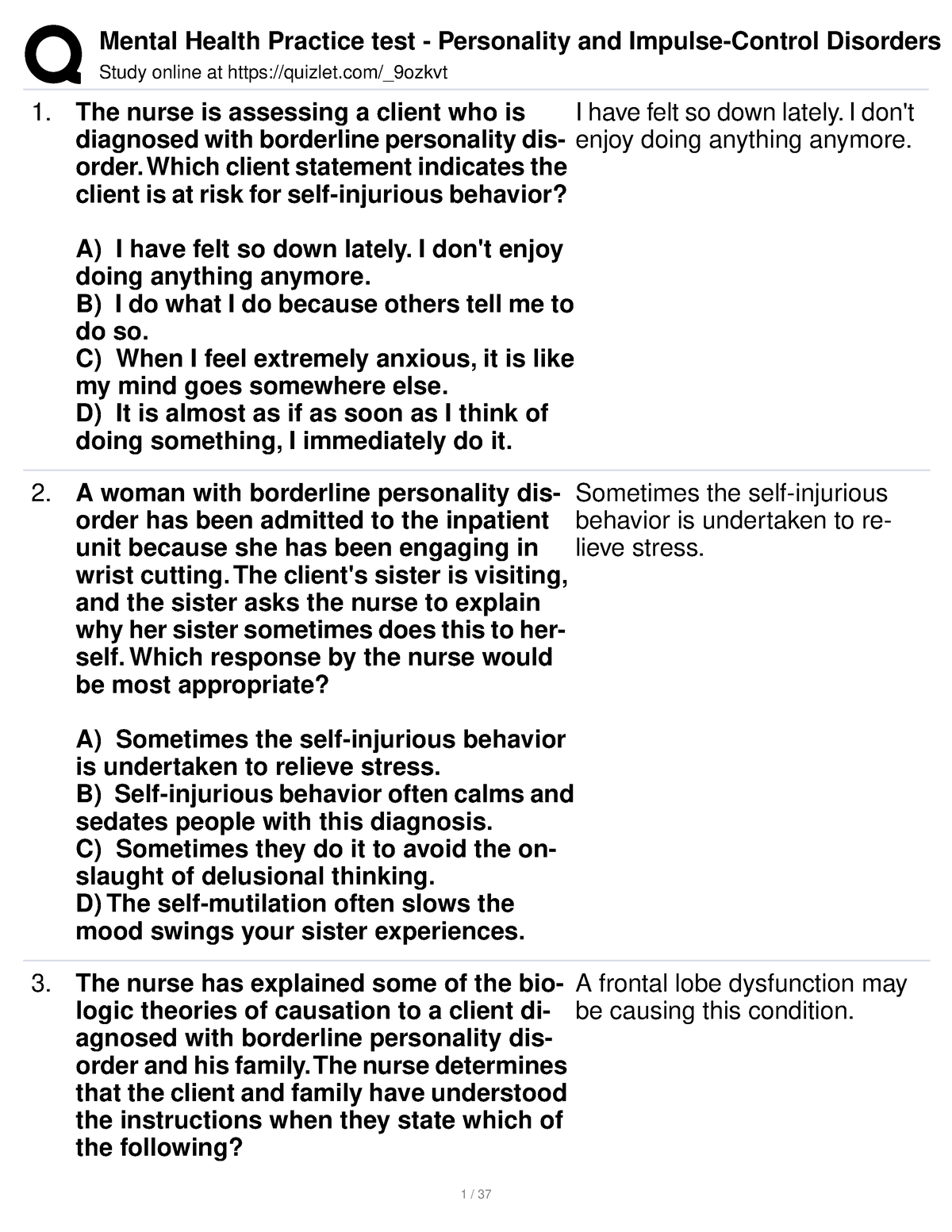 Quizlet Mental Health Practice Test Study online at quizlet/_9ozkvt