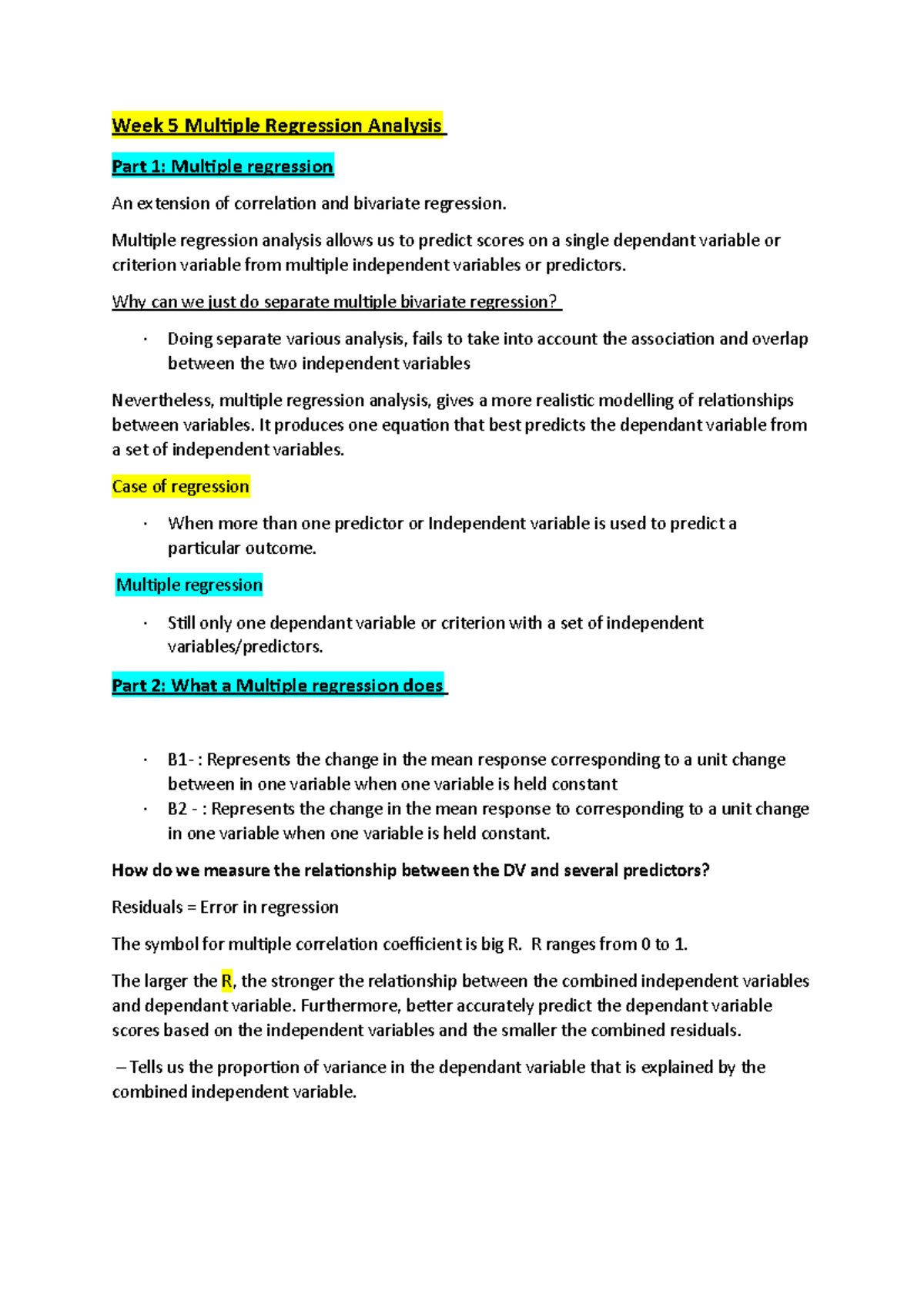 Multiple Regression Analysis - Multiple regression analysis allows us ...