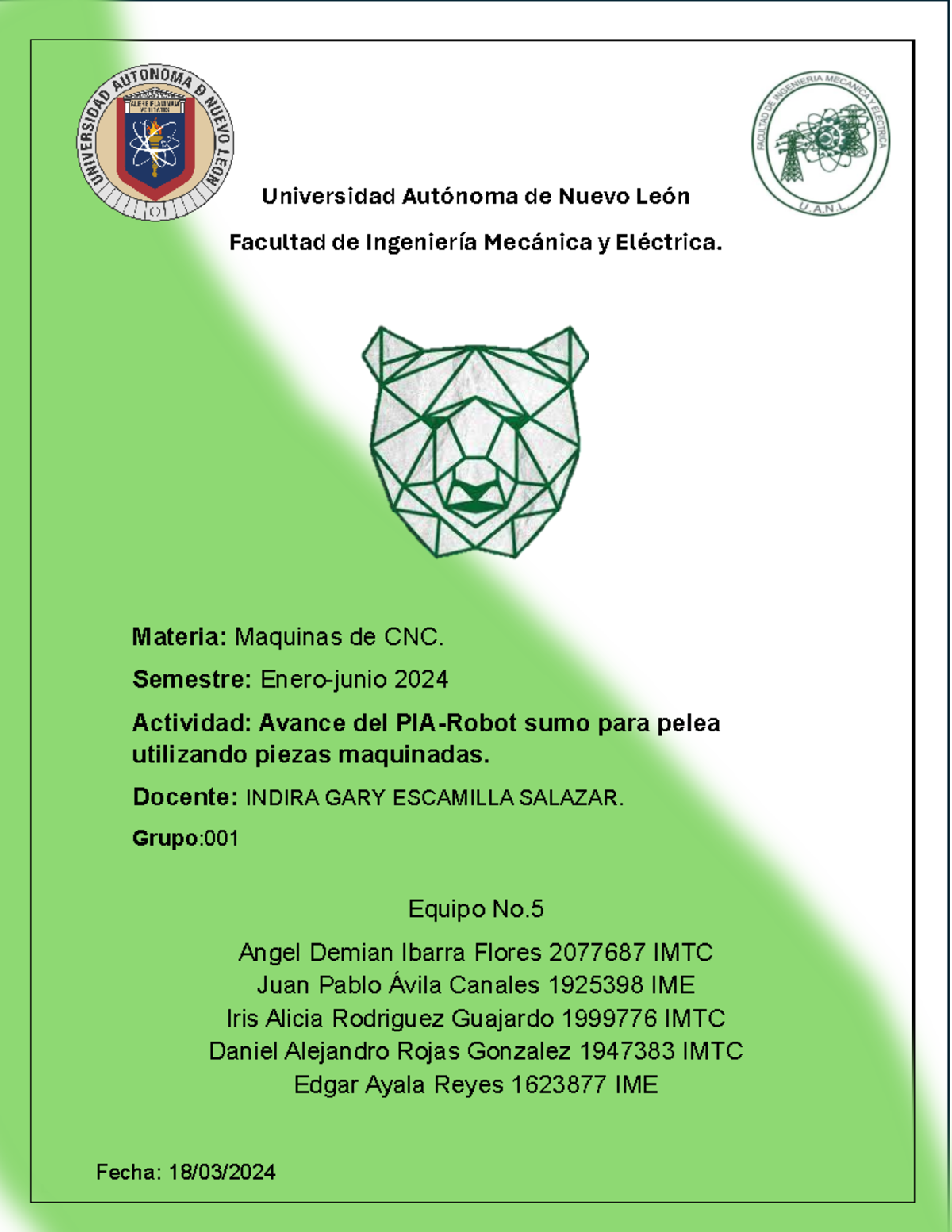 Avance PIA equipo 5 - Universidad Autónoma de Nuevo León Facultad de ...