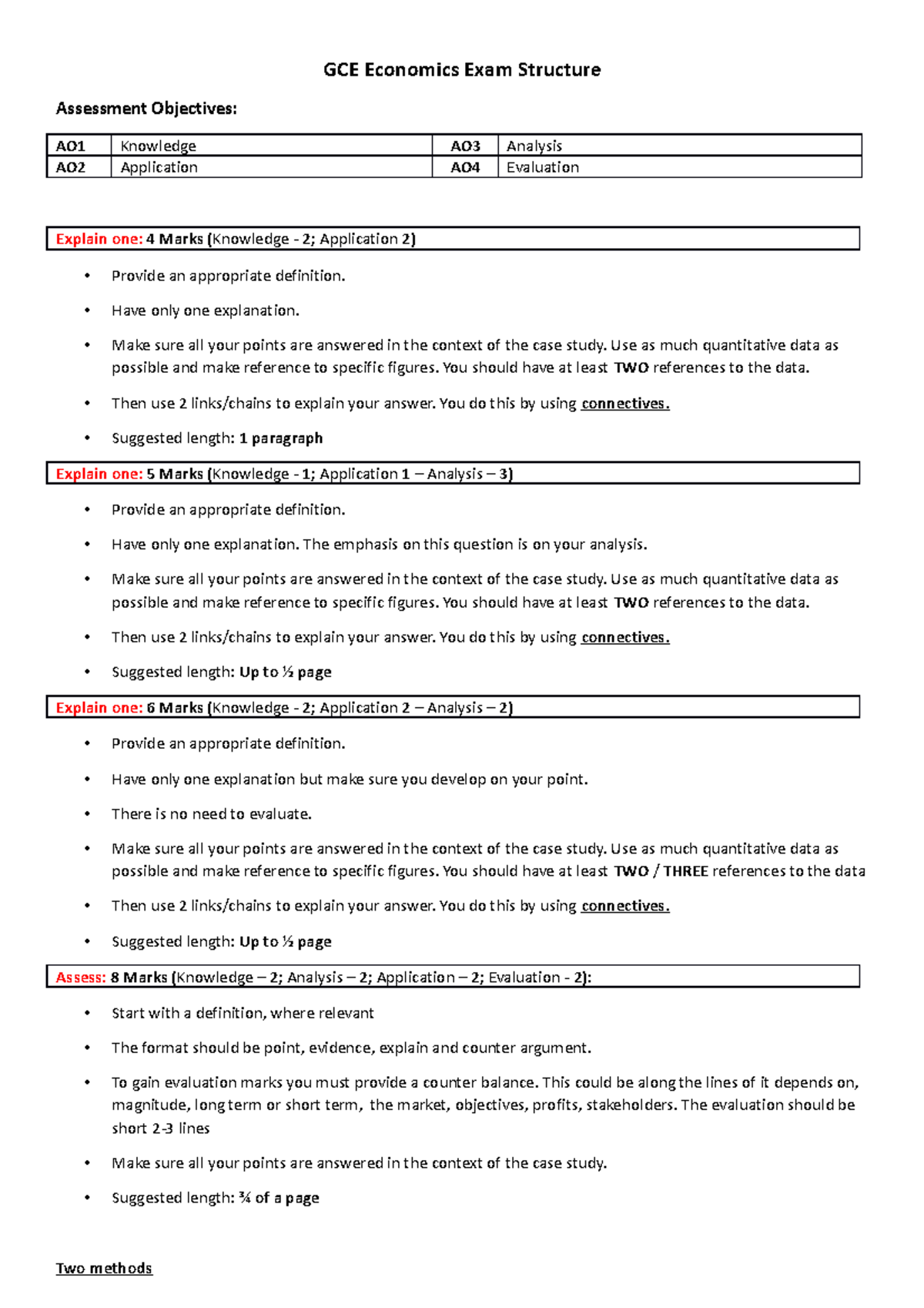 Economics Exam Structure - GCE Economics Exam Structure Assessment ...