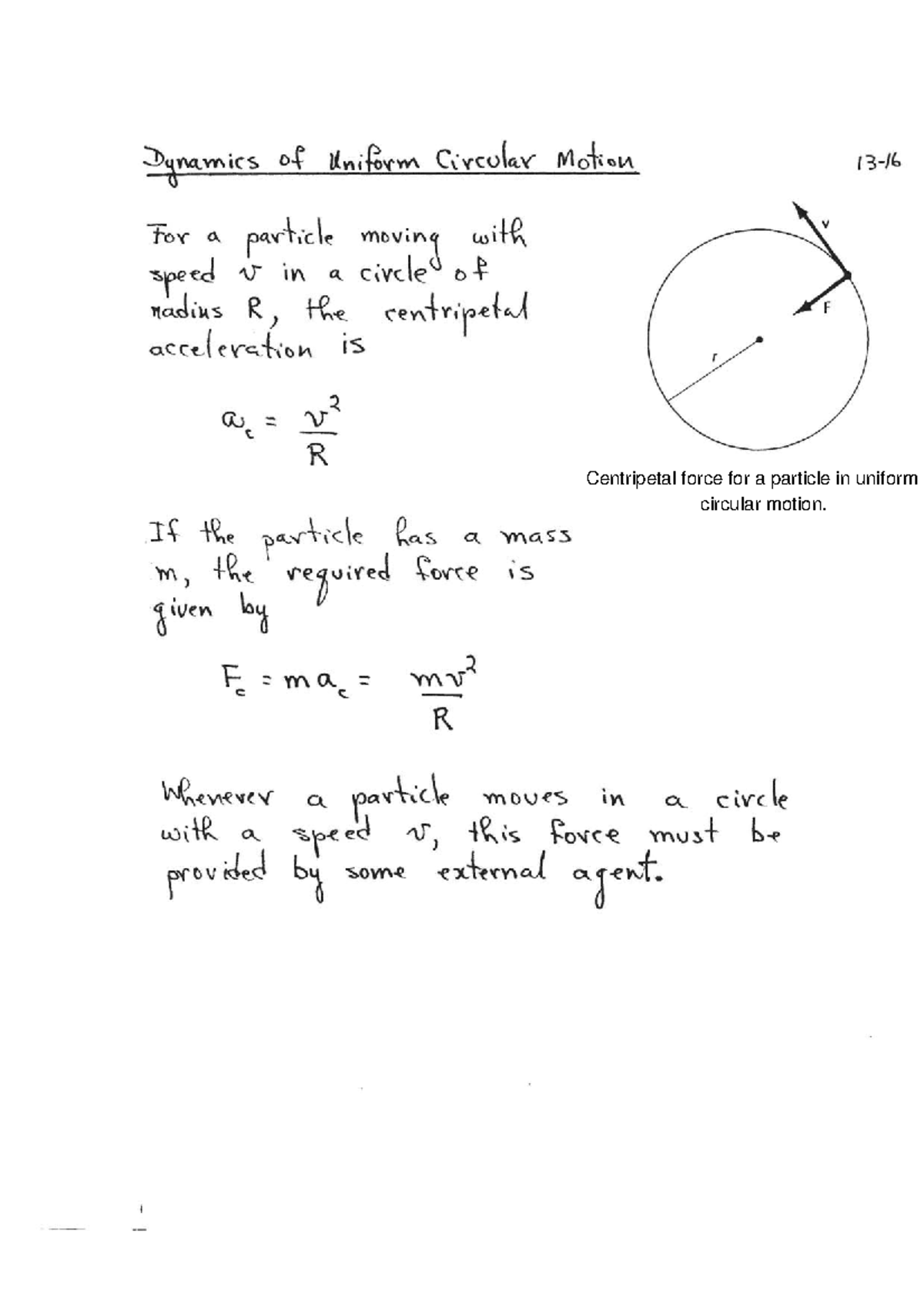Dynamics of CM - Notes - Physics jee revision - Centripetal force for a ...