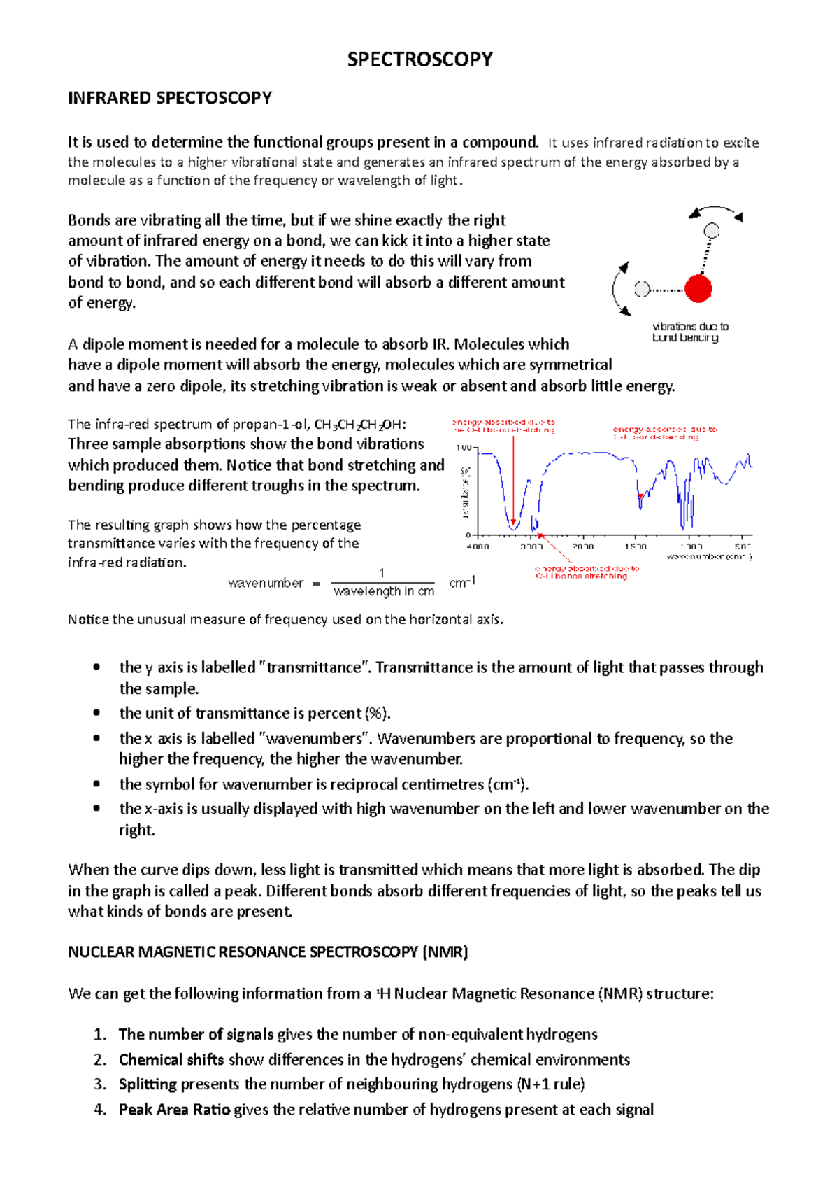 Revision on spectroscopy techniques SPECTROSCOPY INFRARED SPECTOSCOPY