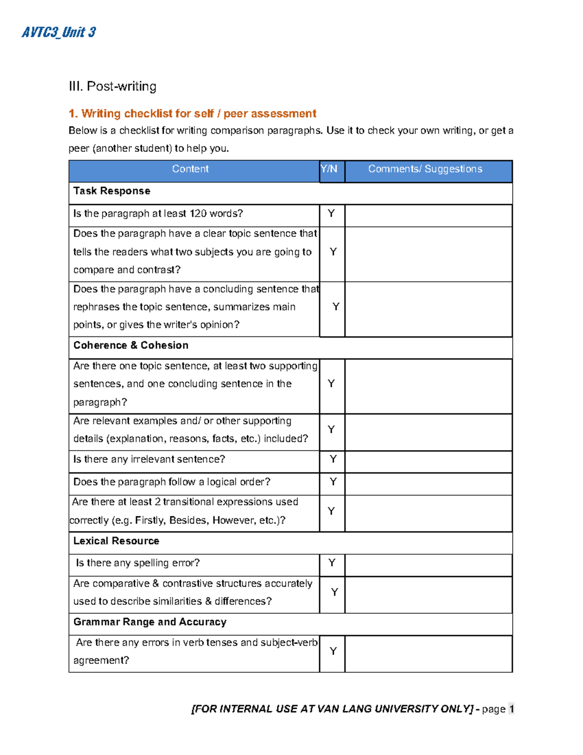 [Edited] [Official] AVTC3 Unit 3 Comparison paragraph - AVTC3_Unit 3 ...