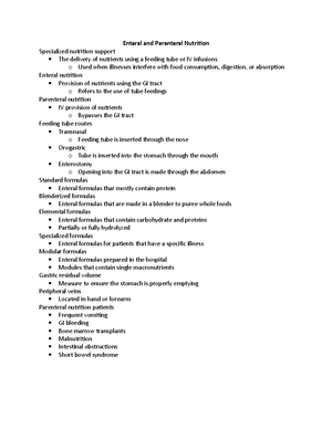 Exam Three Review - Pavda - Specialized nutrition support The delivery ...
