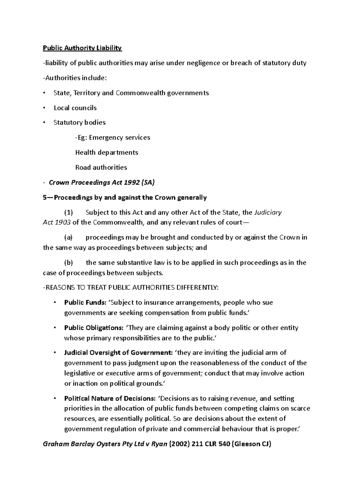 Public Authority Liability Public Authority Liability liability of