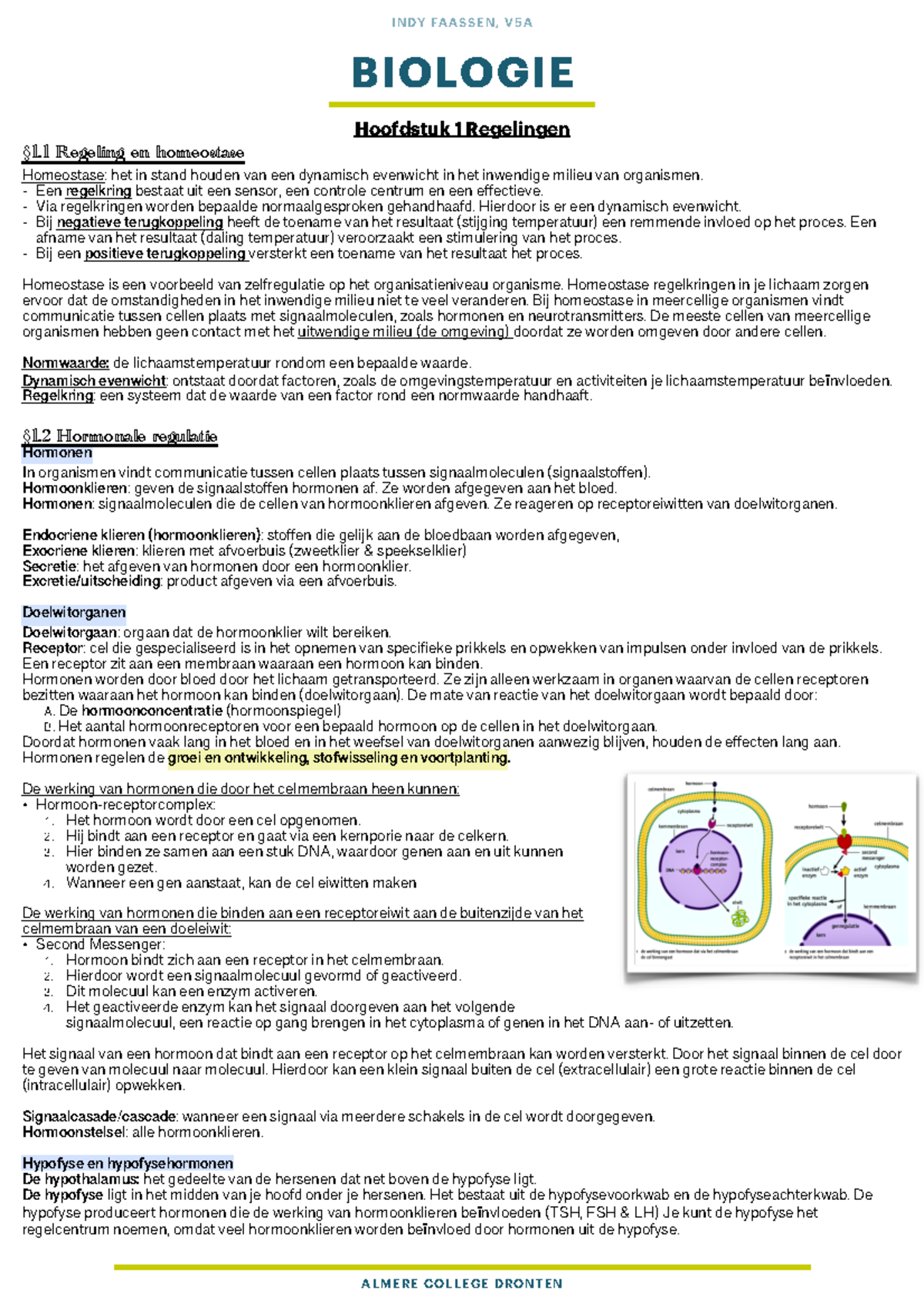 Biologie Thema 1 Regelingen - Studeersnel