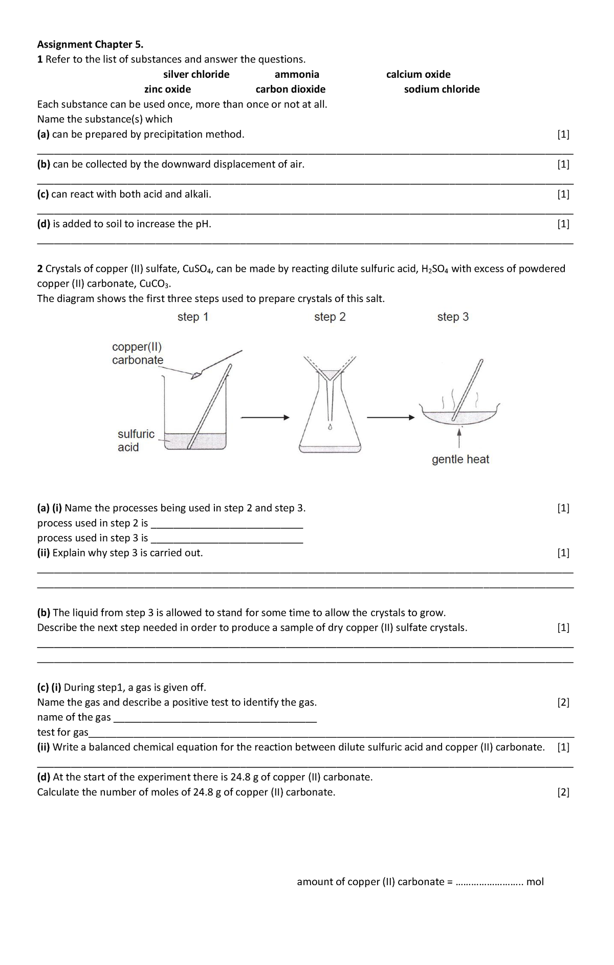 Chapter 5 - Chemistry - Assignment Chapter 5. 1 Refer To The List Of ...