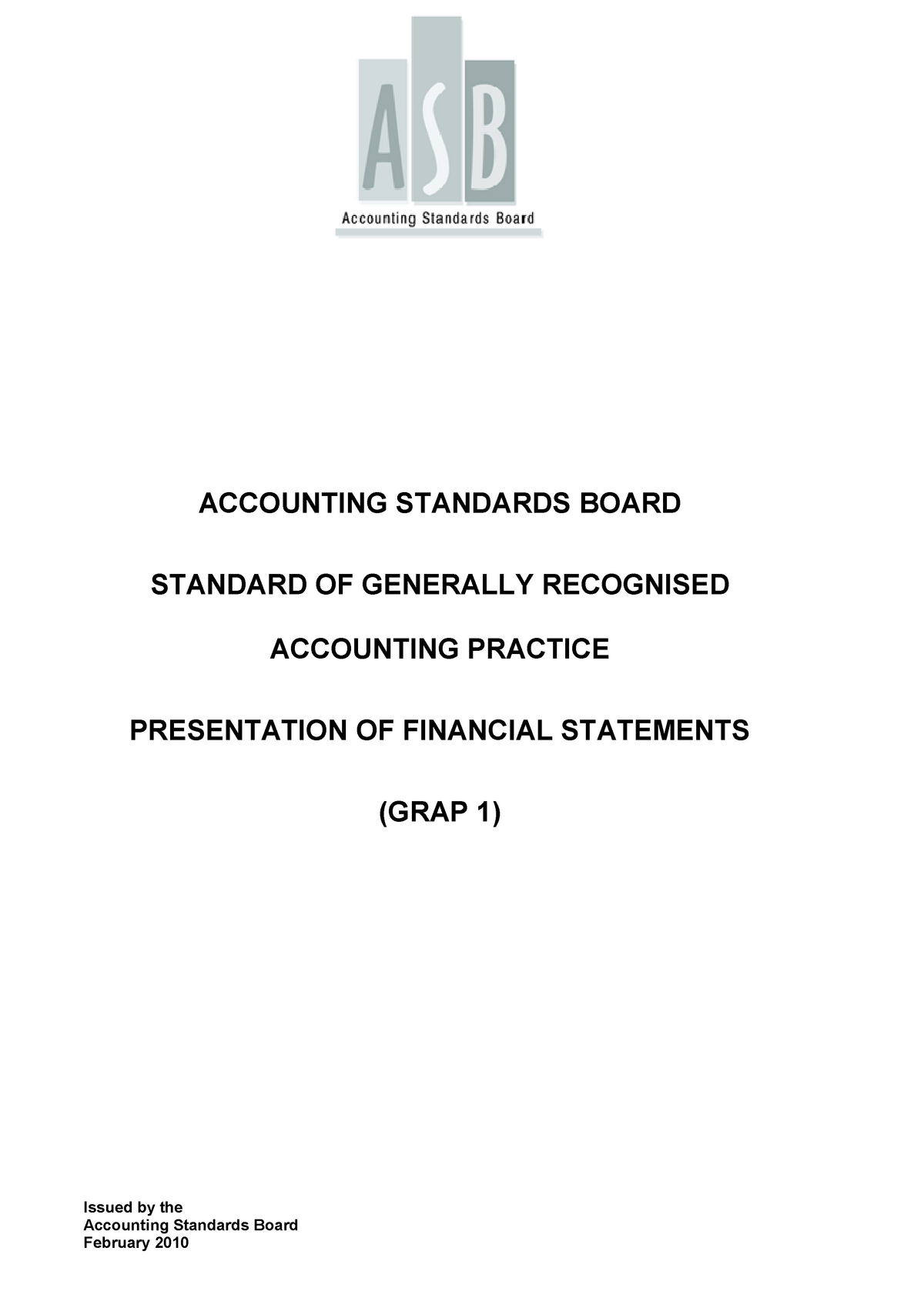 grap 1 presentation of financial statements