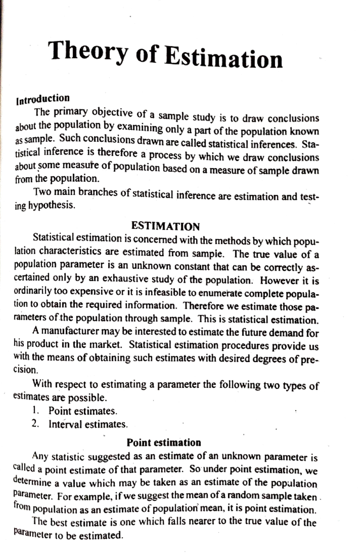 Estimation - Practice material - Theory of Estimation Introduction The ...