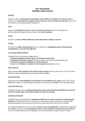 Unit 4 AOS1 Summary notes for biology - **KEY KNOWLEDGE: ** - Studocu